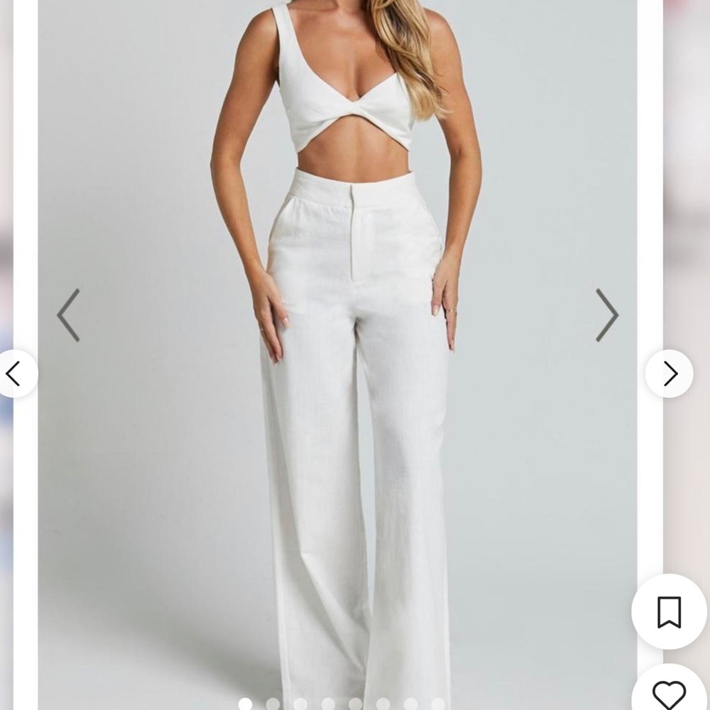 White Womens two piece pant set